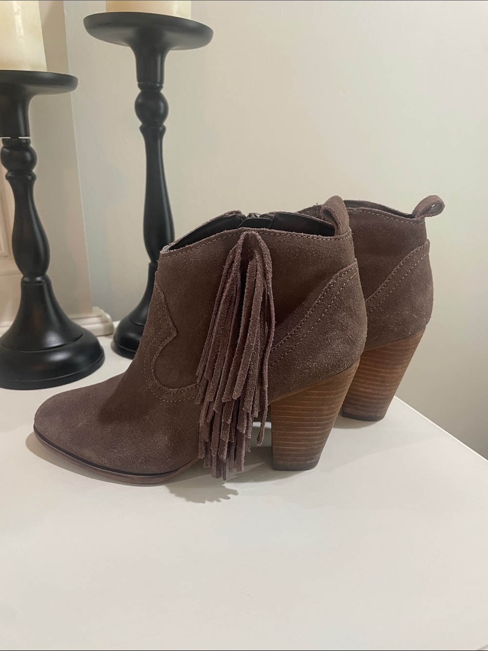 Steve Madden Brown Suede Fringe Ankle Booties